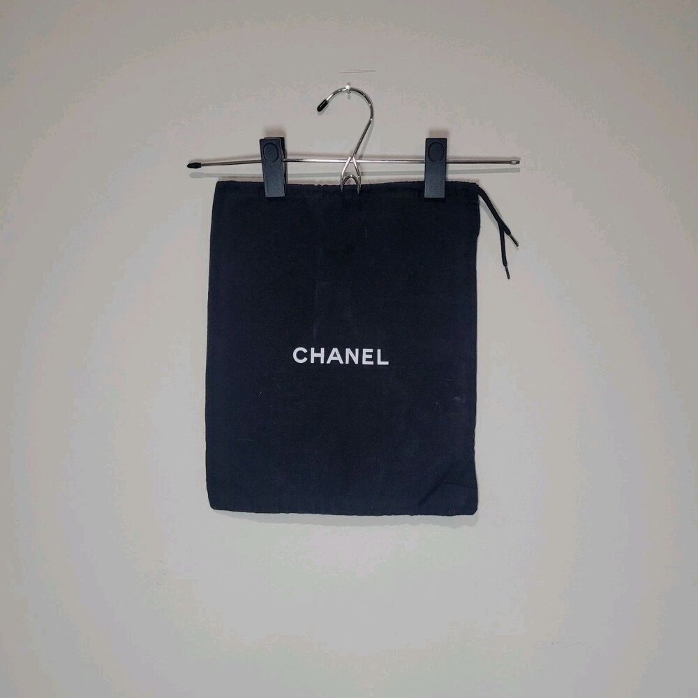 CHANEL Black Fabric Drawstring Bag Pouch Dust Bag 10" X 12"